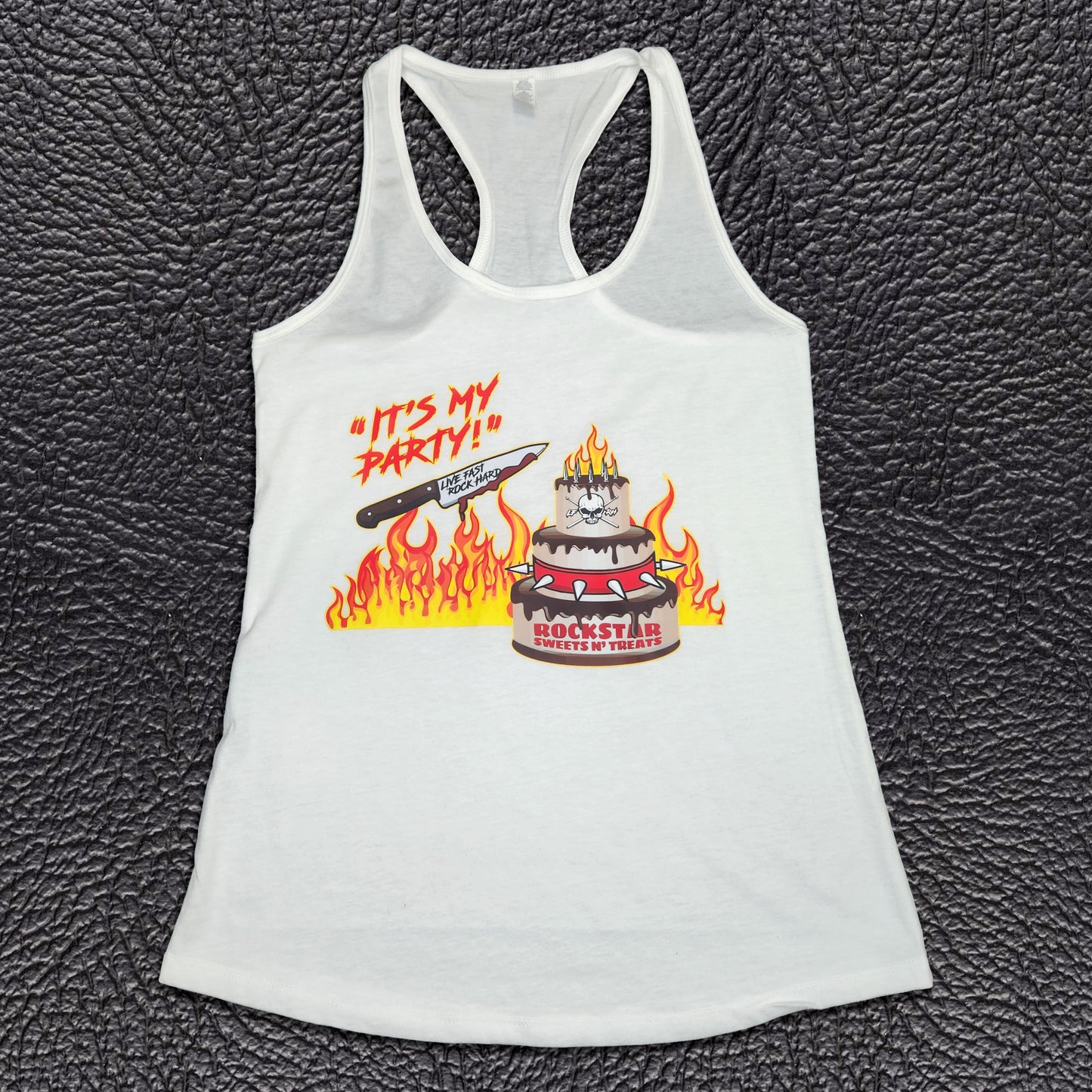 Ladie's "It's my party" racerback tank top