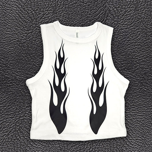 Ladies' Flame Front muscle cropped tank top